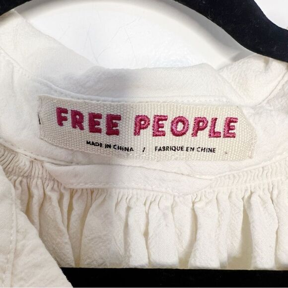 Free People Louisa shirt jacket cream Size XS Linen Blend Lace oversized - Picture 10 of 12